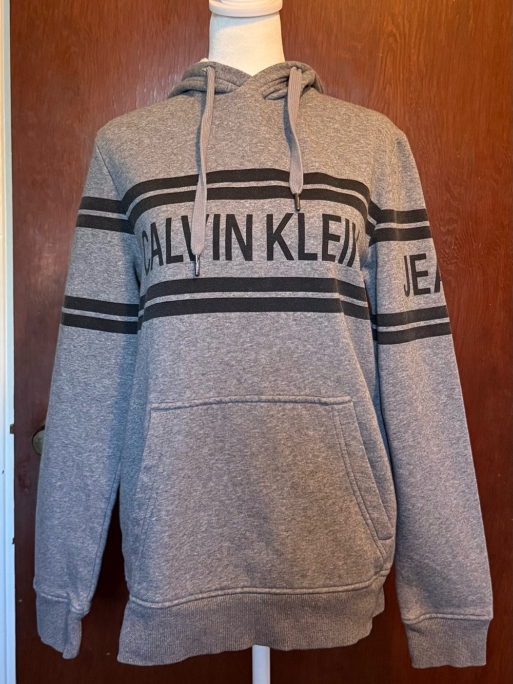Calvin Klein Jeans men’s Gray Logo Stripe Hoodie size small